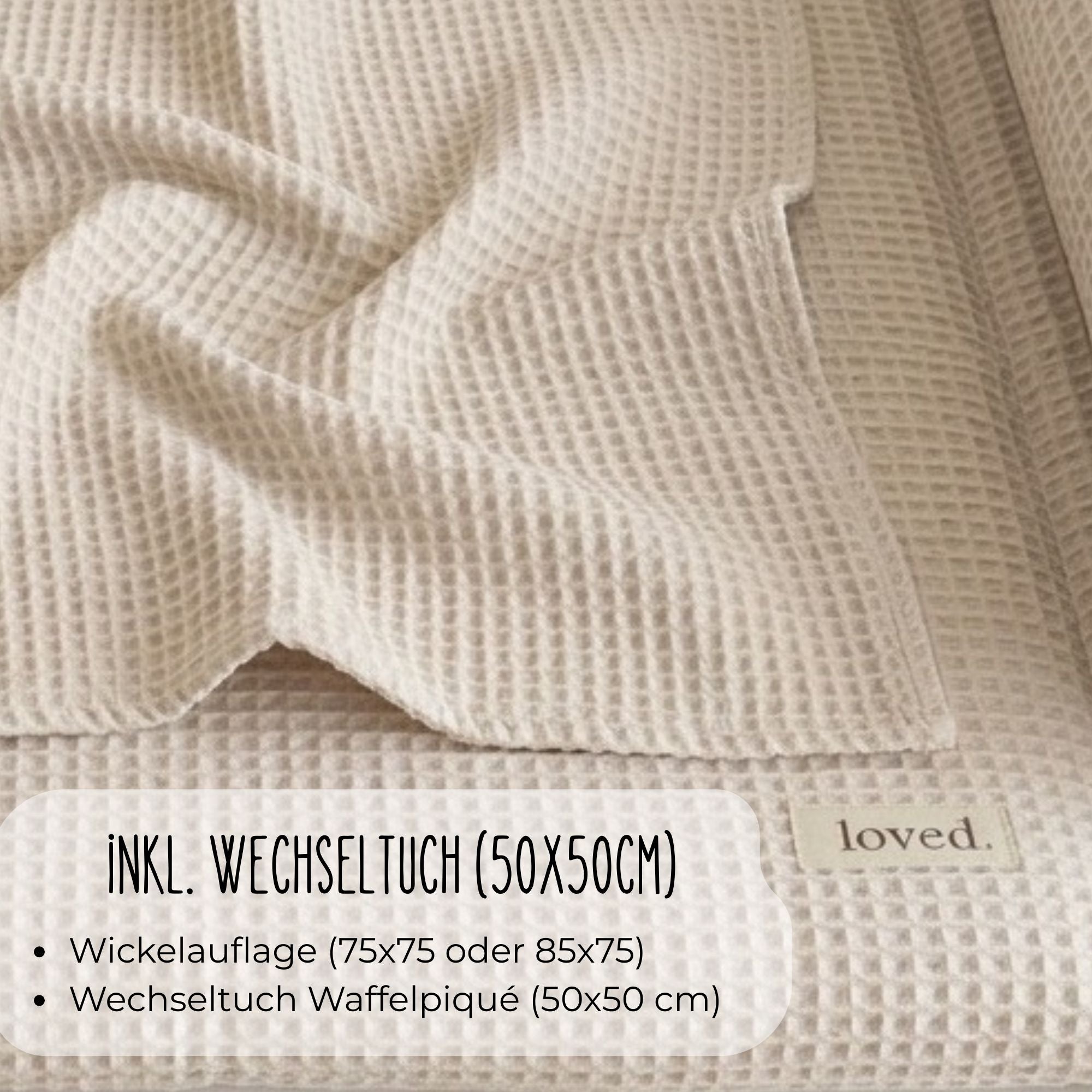 Wickelauflage 75x75 o. 85x75cm | Waffelpiqué beige