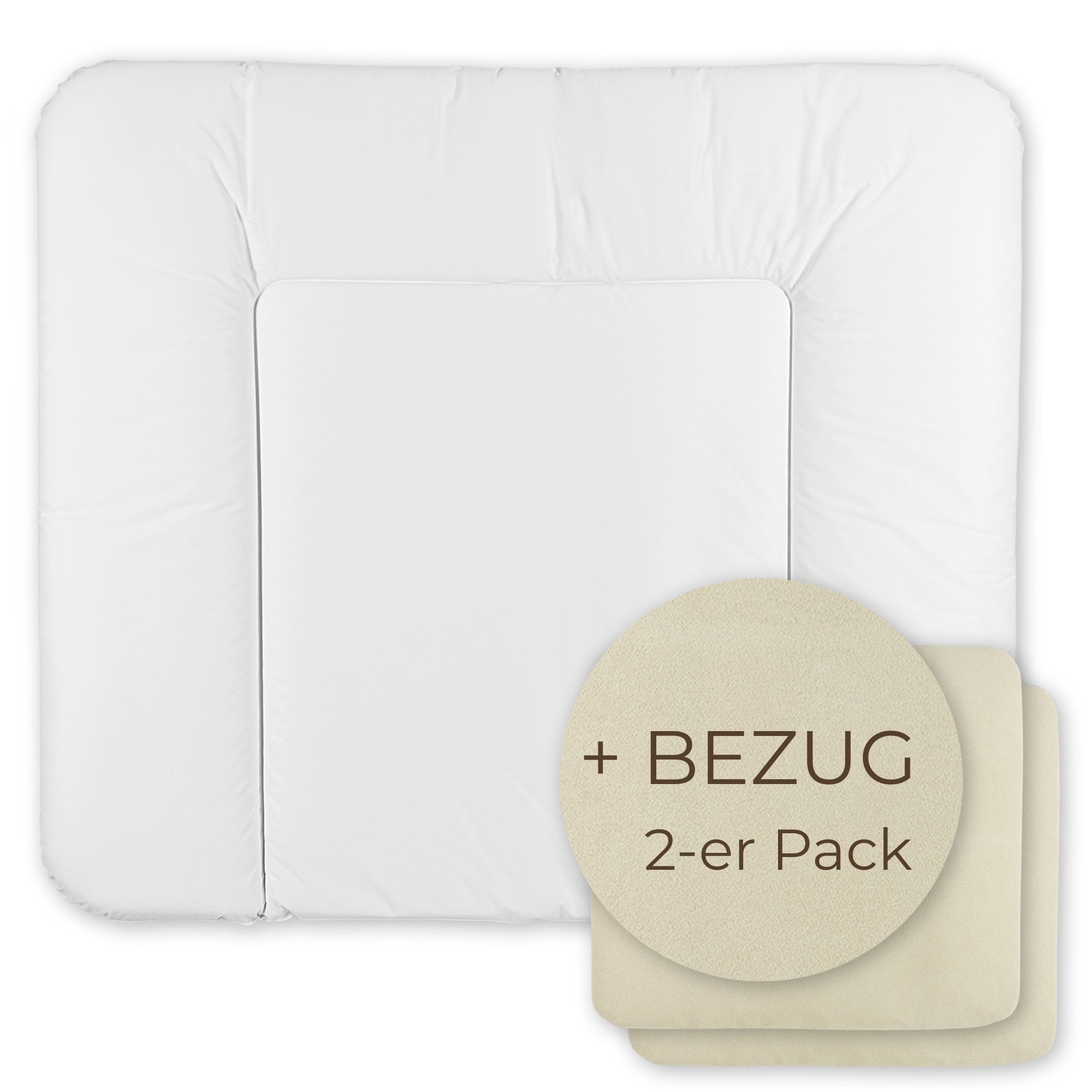 Wickelauflage abwaschbar mit Bezug | 72x85cm | Weiß