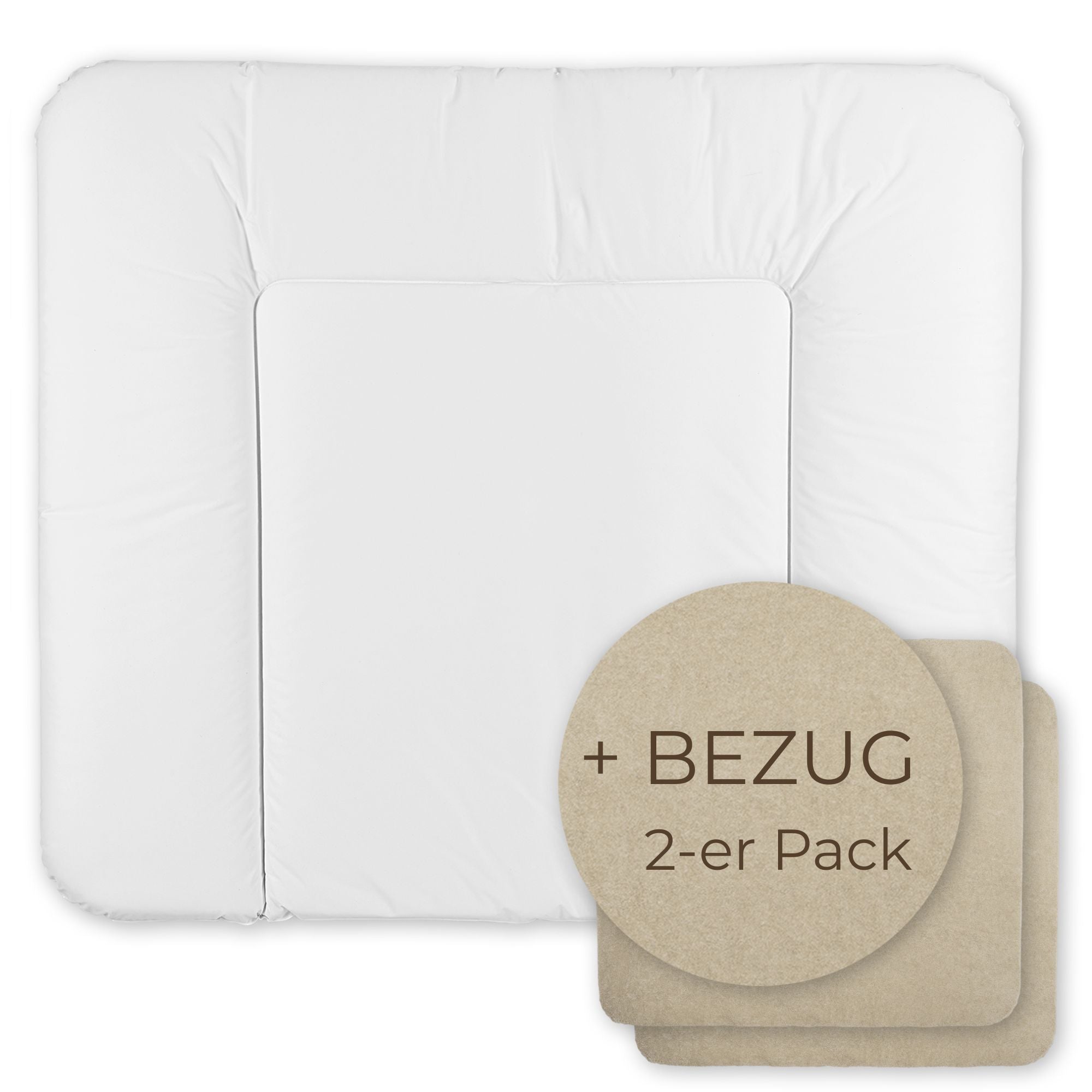 Wickelauflage abwaschbar mit Bezug | 72x85cm | Weiß