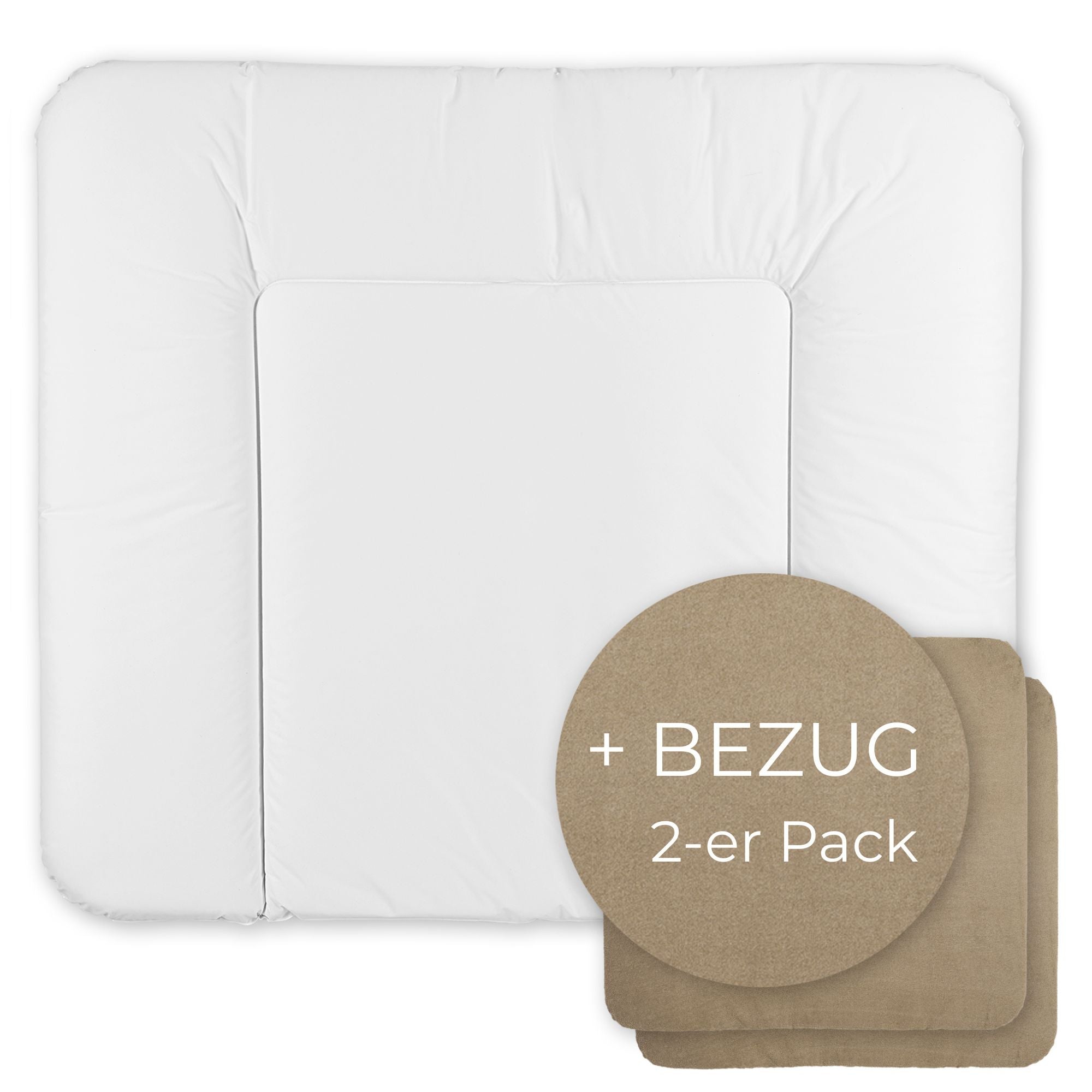 Wickelauflage abwaschbar mit Bezug | 72x85cm | Weiß