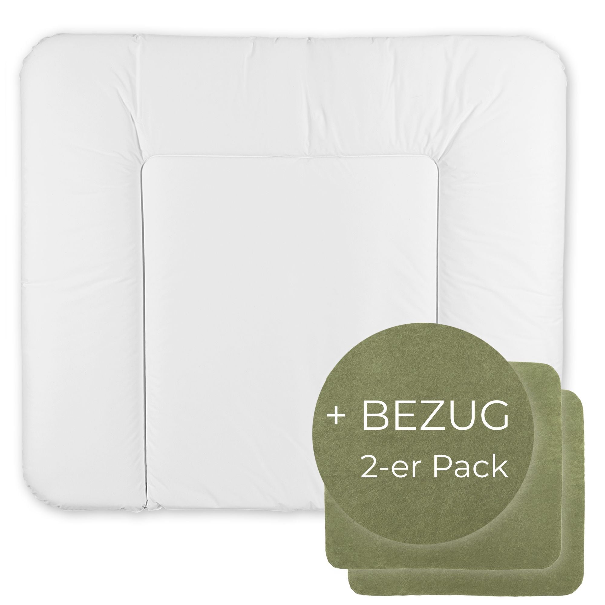 Wickelauflage abwaschbar mit Bezug | 72x85cm | Weiß