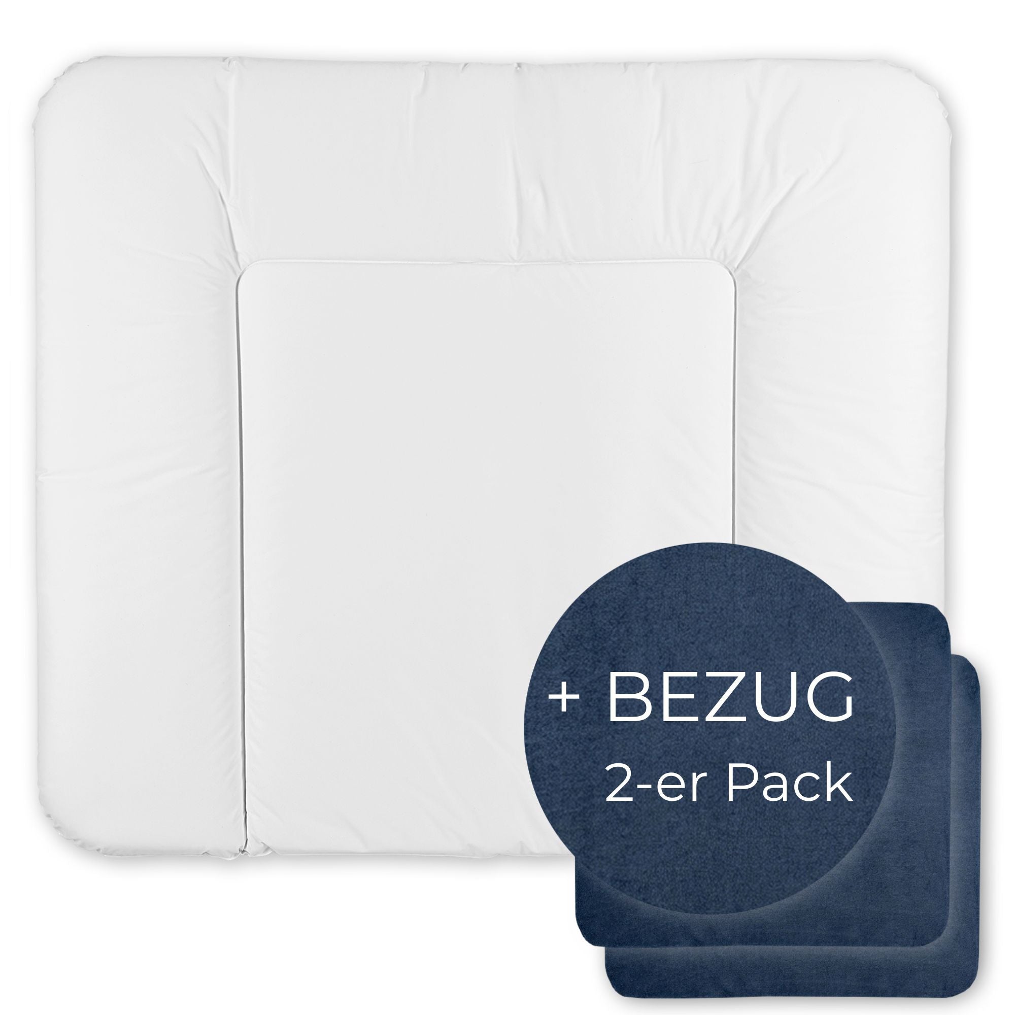 Wickelauflage abwaschbar mit Bezug | 72x85cm | Weiß