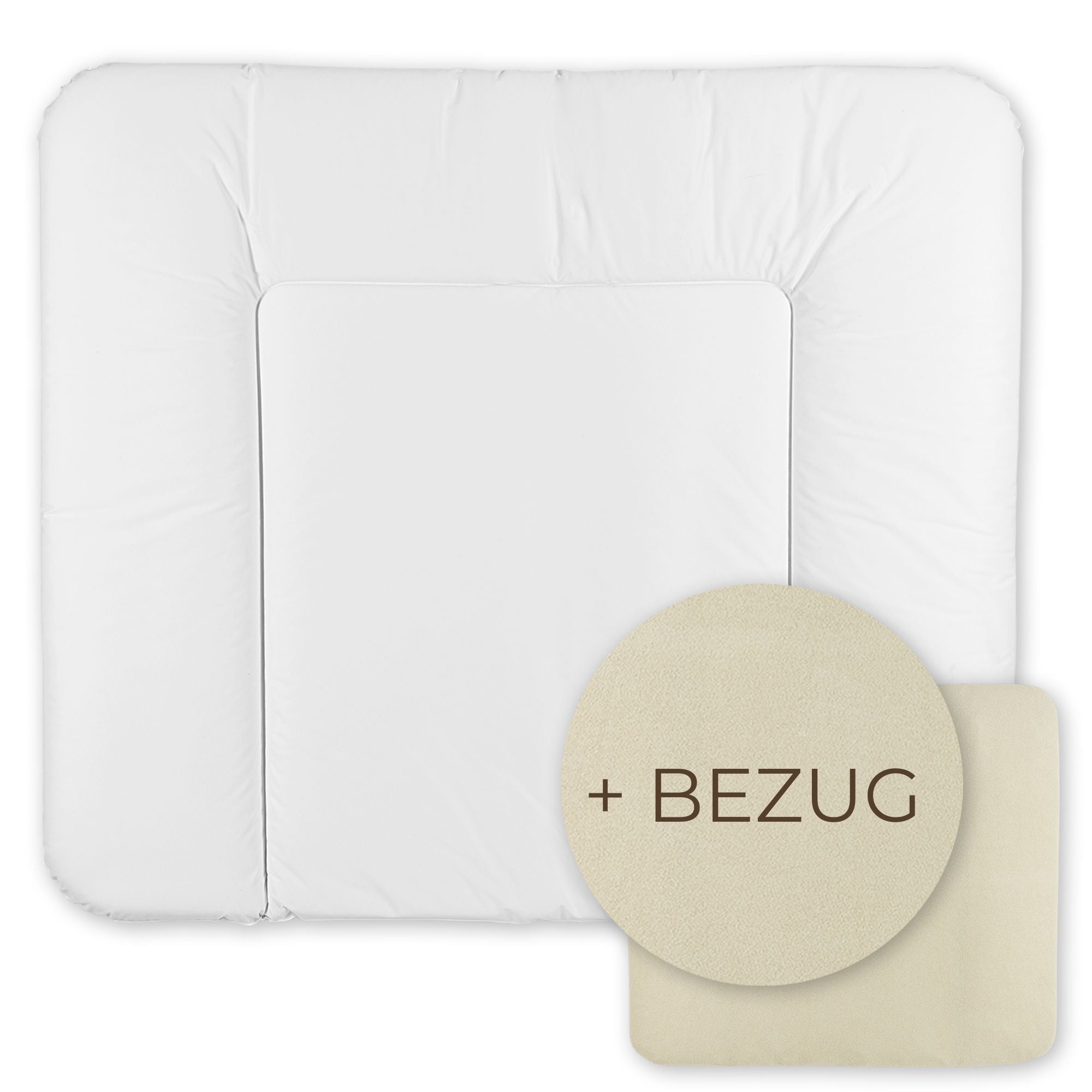 Wickelauflage abwaschbar mit Bezug | 72x85cm | Weiß