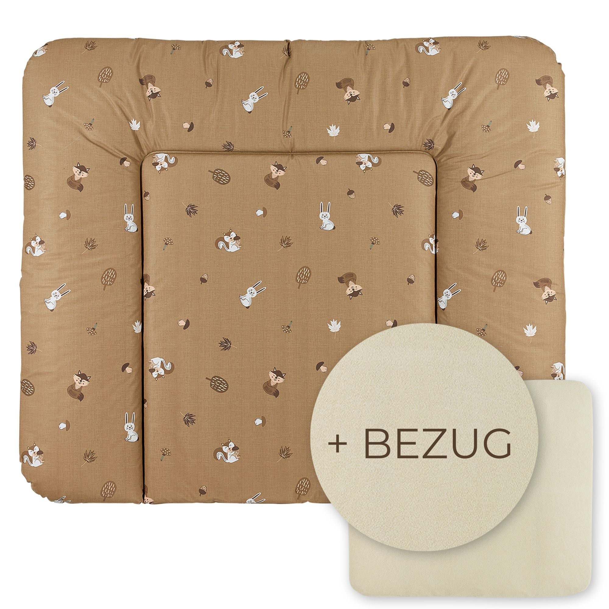 Wickelauflage abwaschbar mit Bezug | 72x85cm | Waldtiere