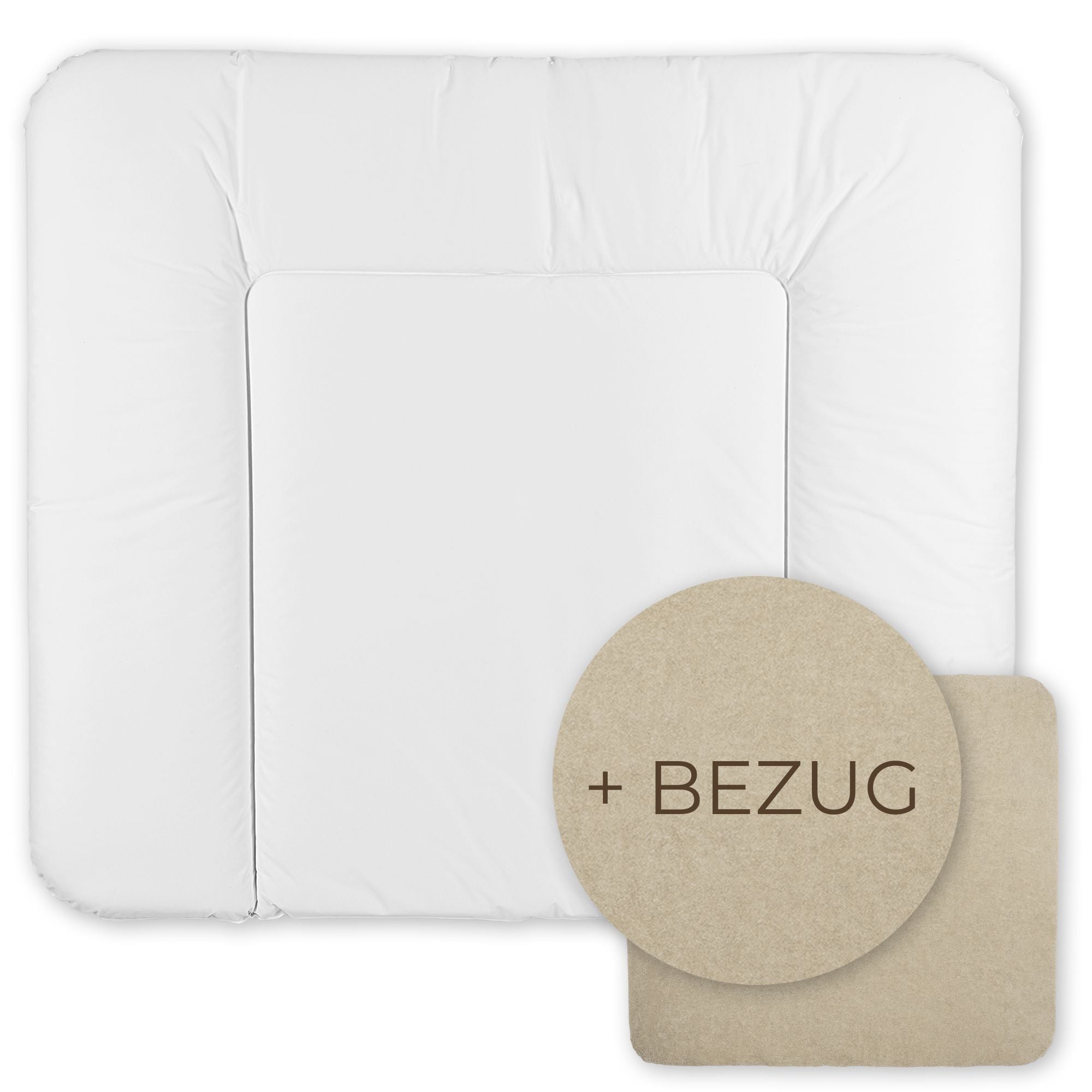 Wickelauflage abwaschbar mit Bezug | 72x85cm | Weiß