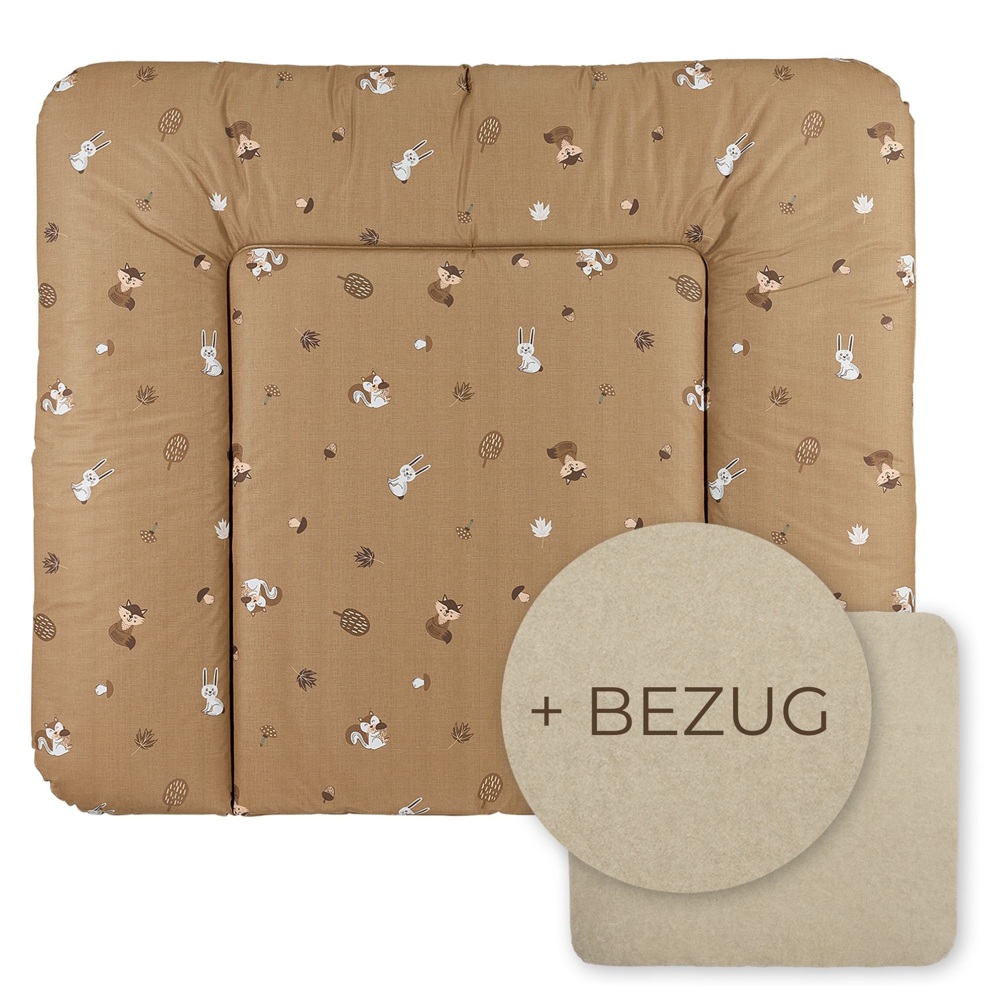 Wickelauflage abwaschbar mit Bezug | 72x85cm | Waldtiere