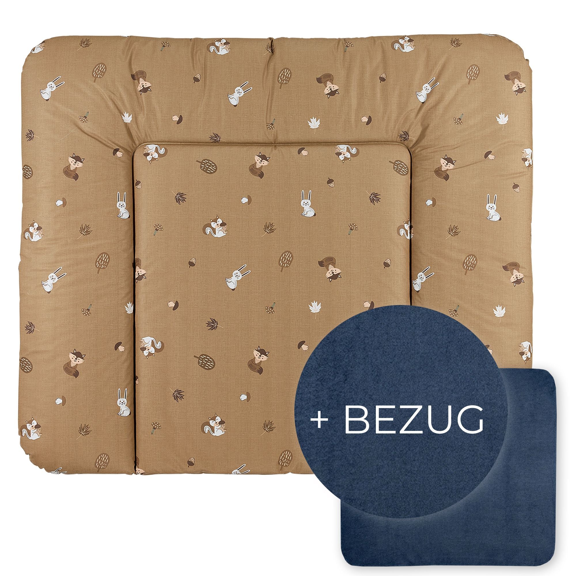 Wickelauflage abwaschbar mit Bezug | 72x85cm | Waldtiere
