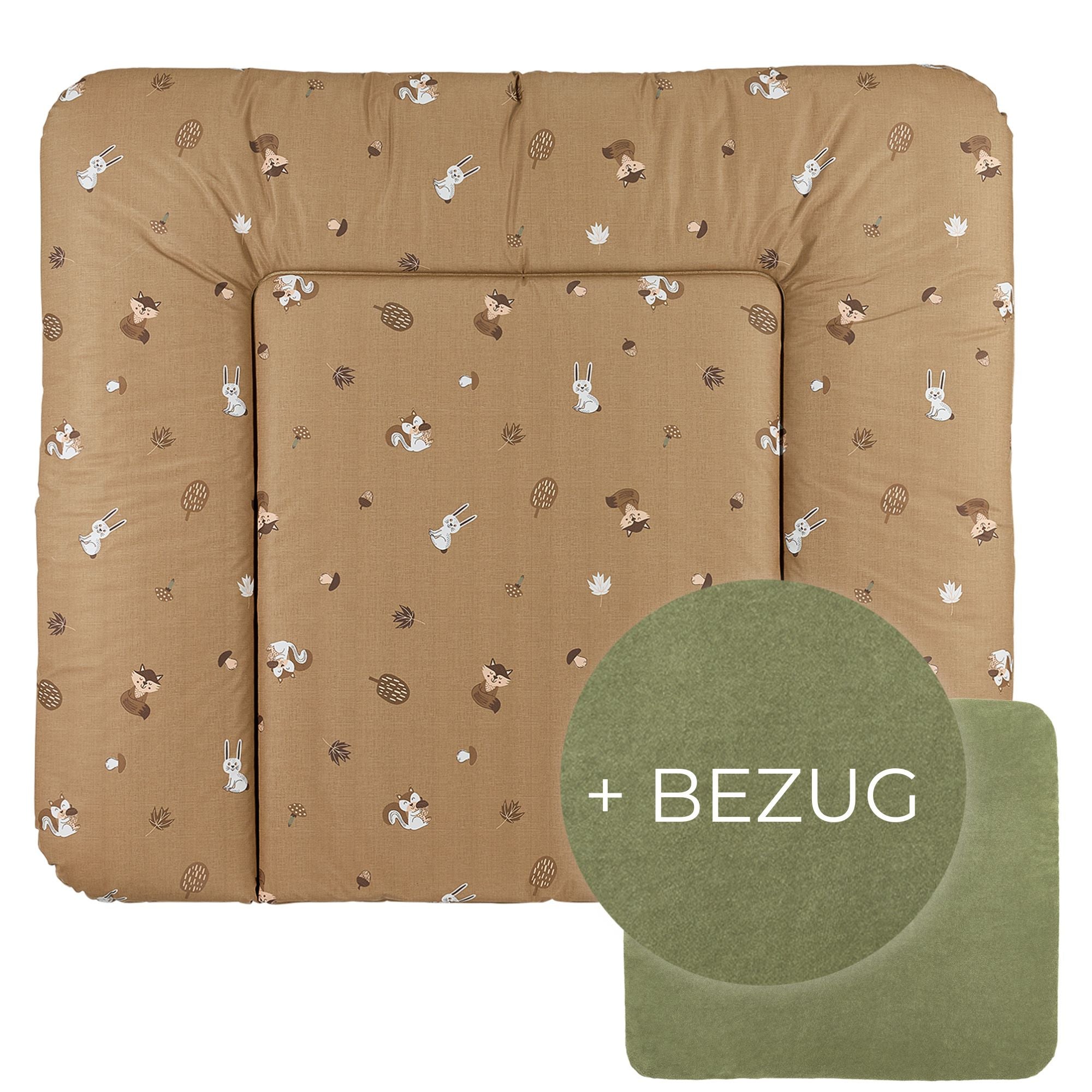 Wickelauflage abwaschbar mit Bezug | 72x85cm | Waldtiere