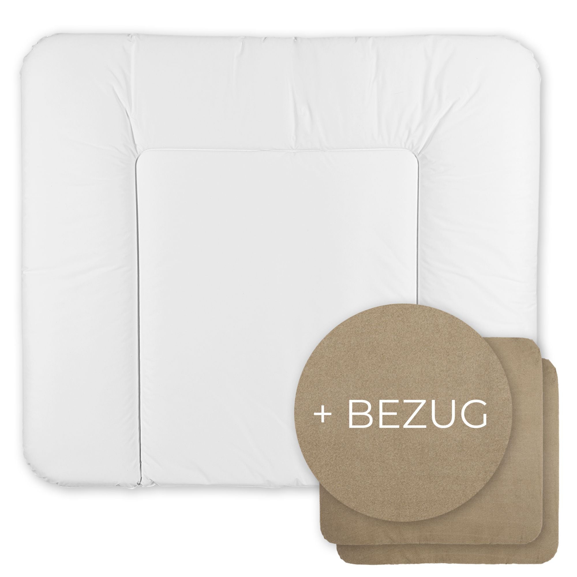 Wickelauflage abwaschbar mit Bezug | 72x85cm | Weiß