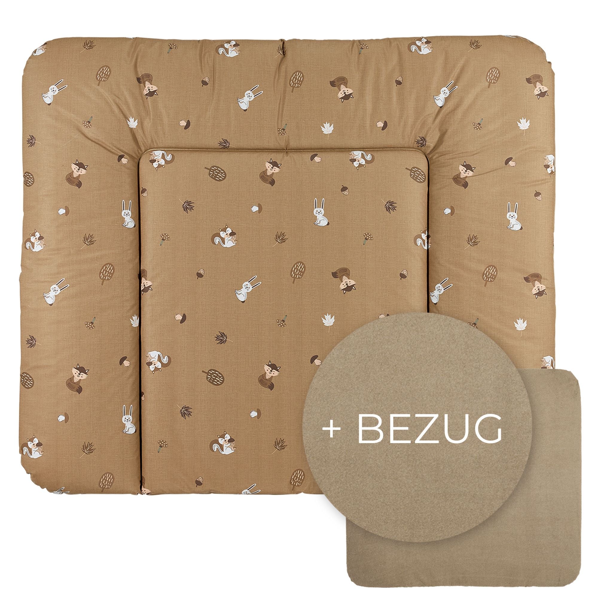 Wickelauflage abwaschbar mit Bezug | 72x85cm | Waldtiere