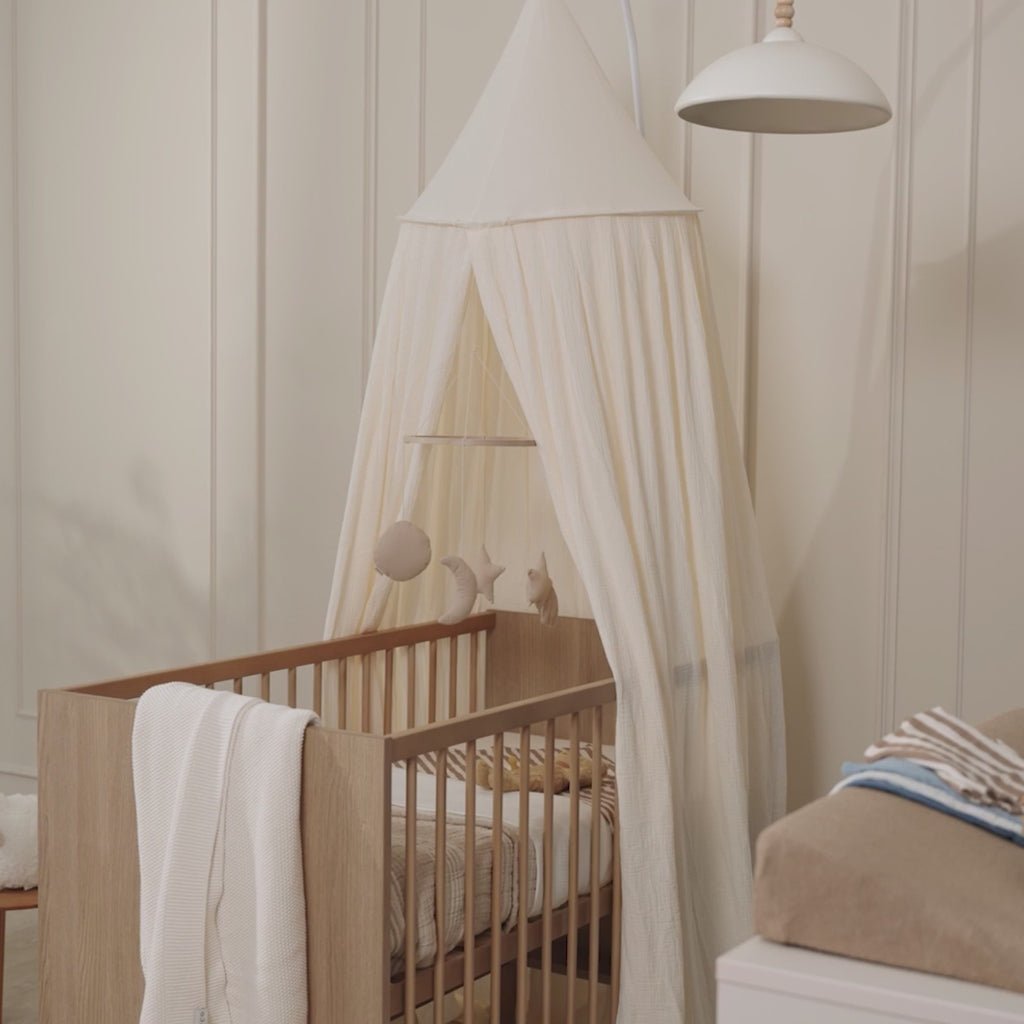 Himmel für Babybett | Musselin Beige | ⌀ 55cm L: 240 cm