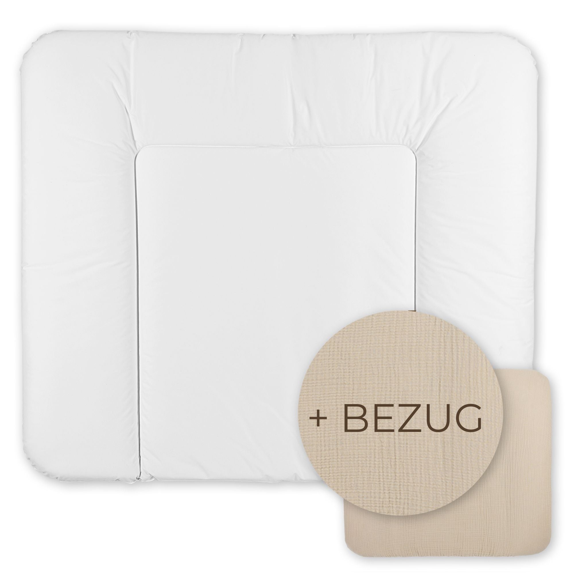 Wickelauflage abwaschbar mit Bezug | 72x85cm | Weiß