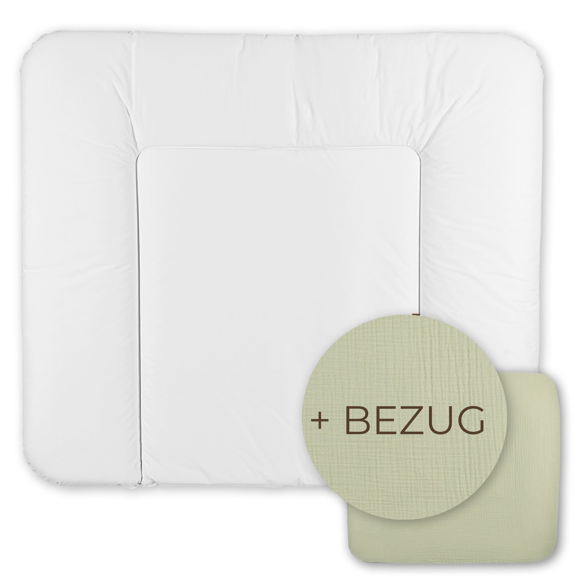 Wickelauflage abwaschbar mit Bezug | 72x85cm | Weiß