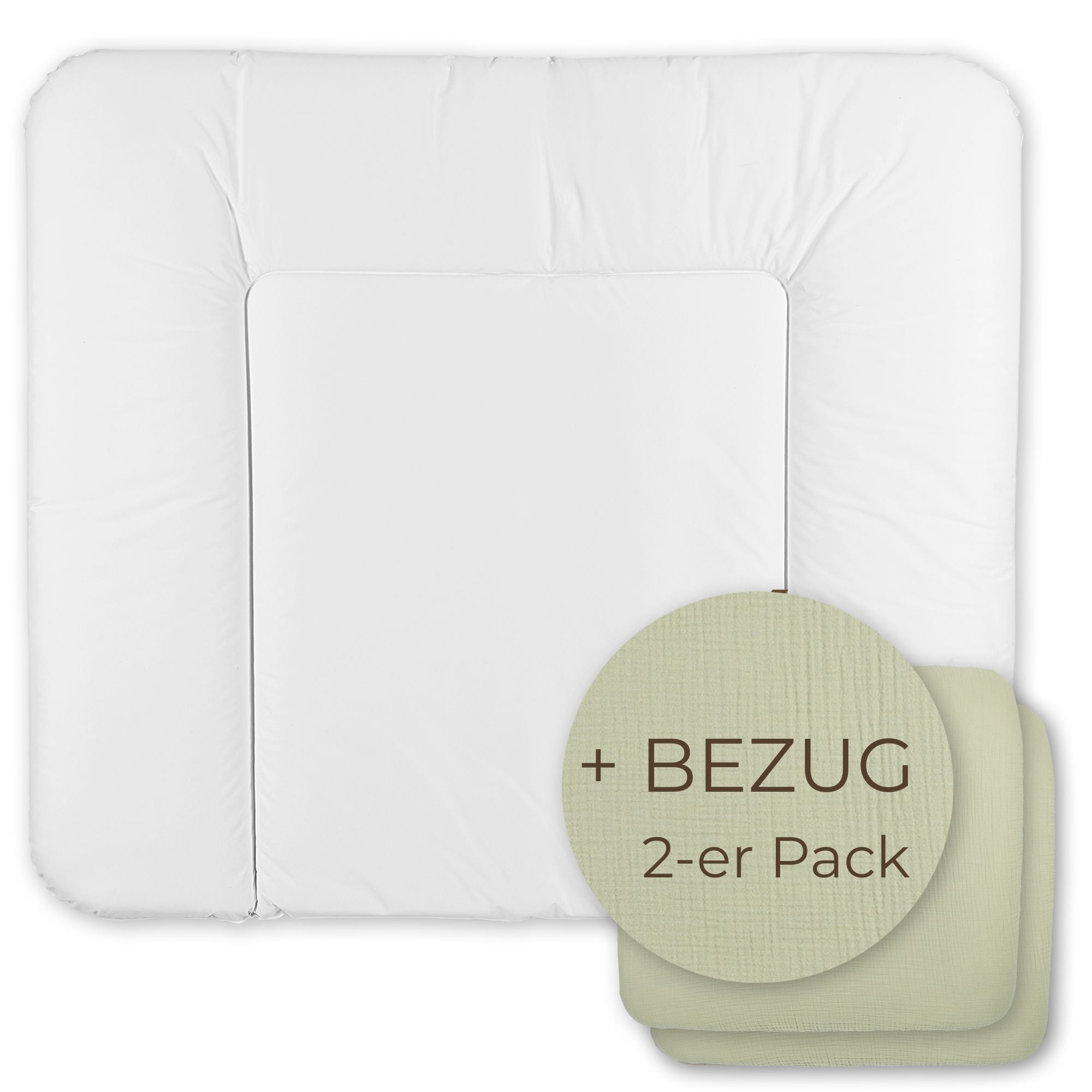 Wickelauflage abwaschbar mit Bezug | 72x85cm | Weiß