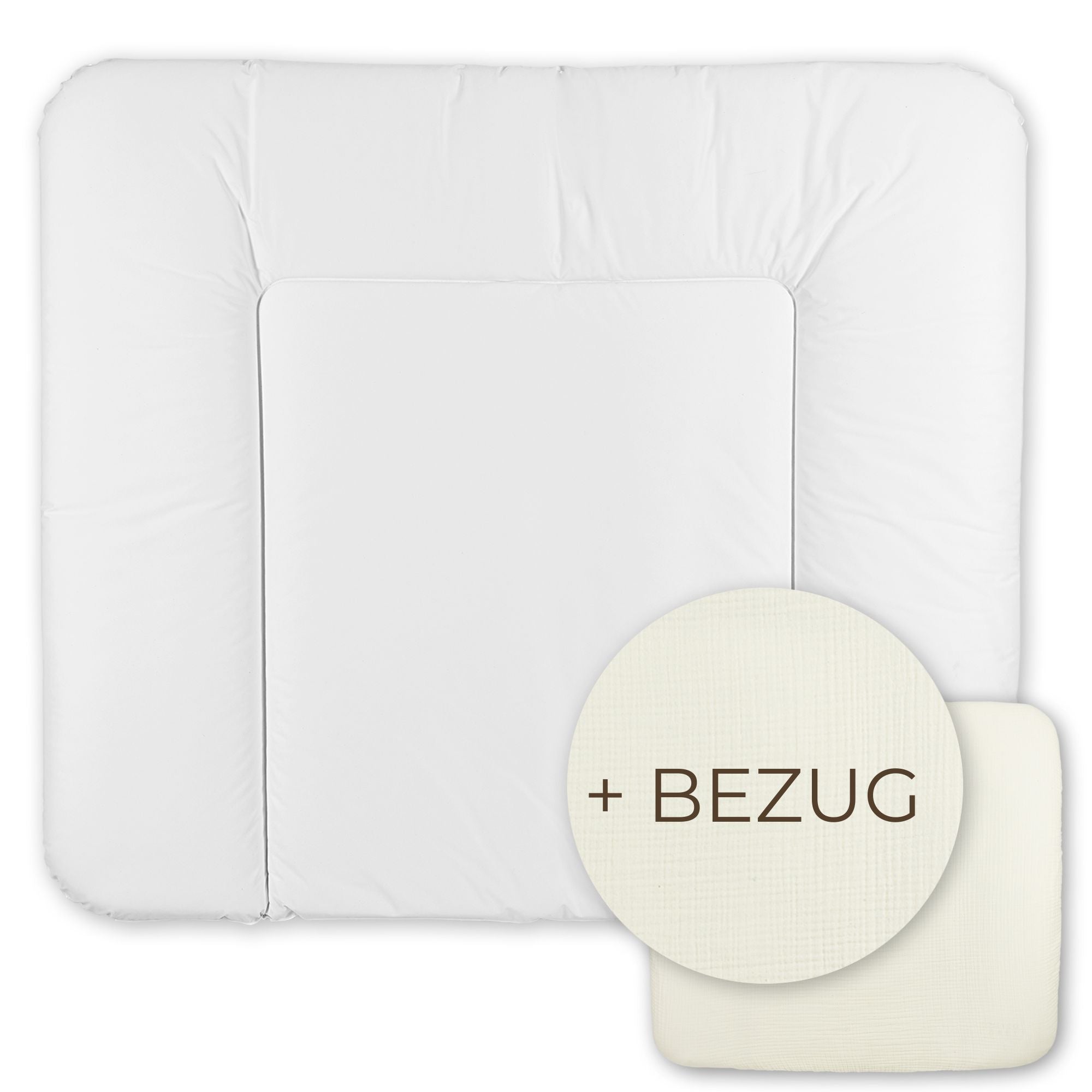 Wickelauflage abwaschbar mit Bezug | 72x85cm | Weiß