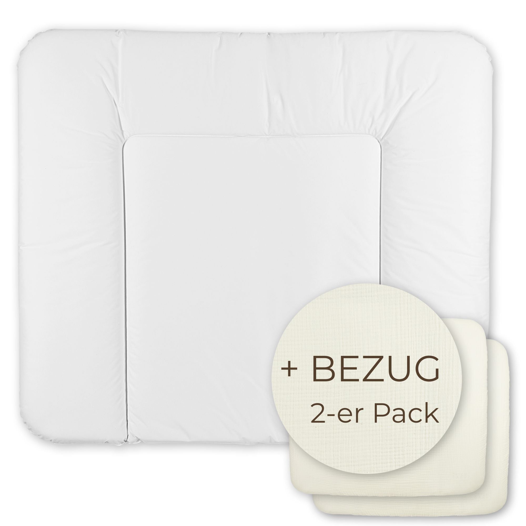 Wickelauflage abwaschbar mit Bezug | 72x85cm | Weiß