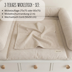 Cord Wickelauflage Set mit Bettschnecke | 75x75 o. 85x75cm | Wickelunterlage beige