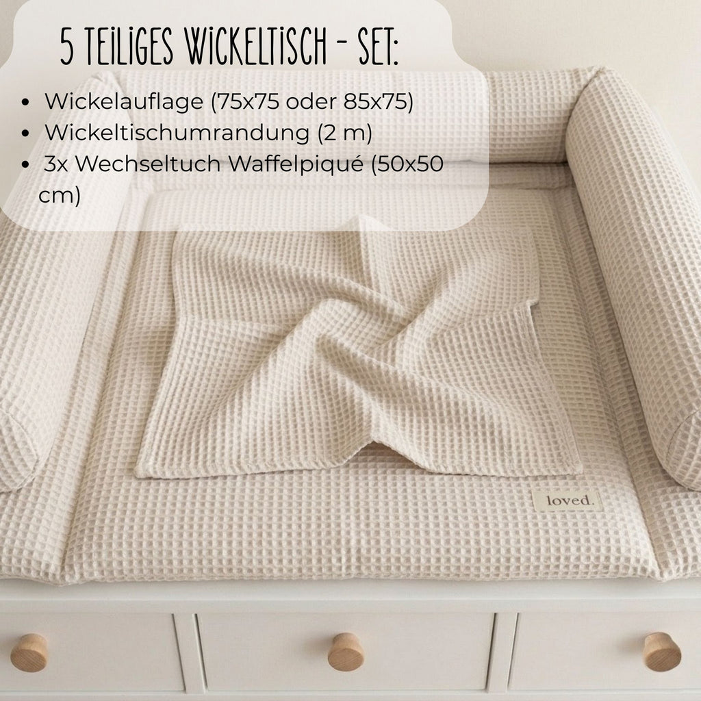 Wickelauflage 75x75 o. 85x75cm | Waffelpiqué beige
