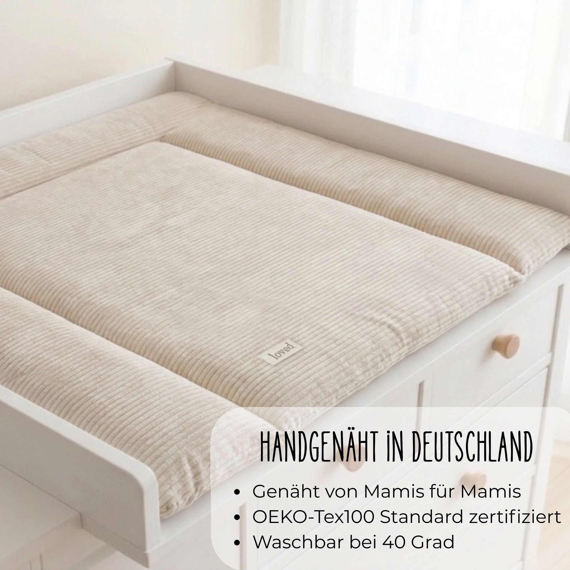 Cord Wickelauflage 75x75 o. 85x75cm | Wickelunterlage beige