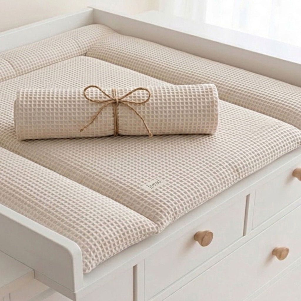Wickelauflage 75x75 o. 85x75cm | Waffelpiqué beige