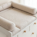 Wickelauflage Set mit Bettschnecke | 75x75 o. 85x75cm | Wickelunterlage Blätter beige